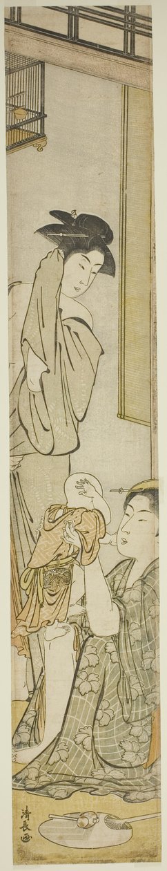 To kvinder og et barn efter et bad af Torii Kiyonaga