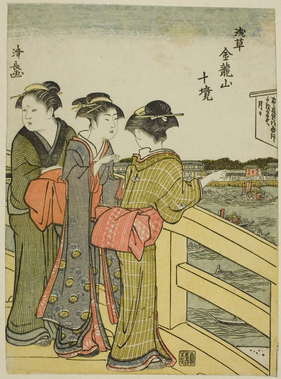 Udsigt fra Azuma Bridge, fra serien "Ten Precincts of Kinryuzan Temple in Asakusa (Asakusa Kinruzan jikkei)" af Torii Kiyonaga