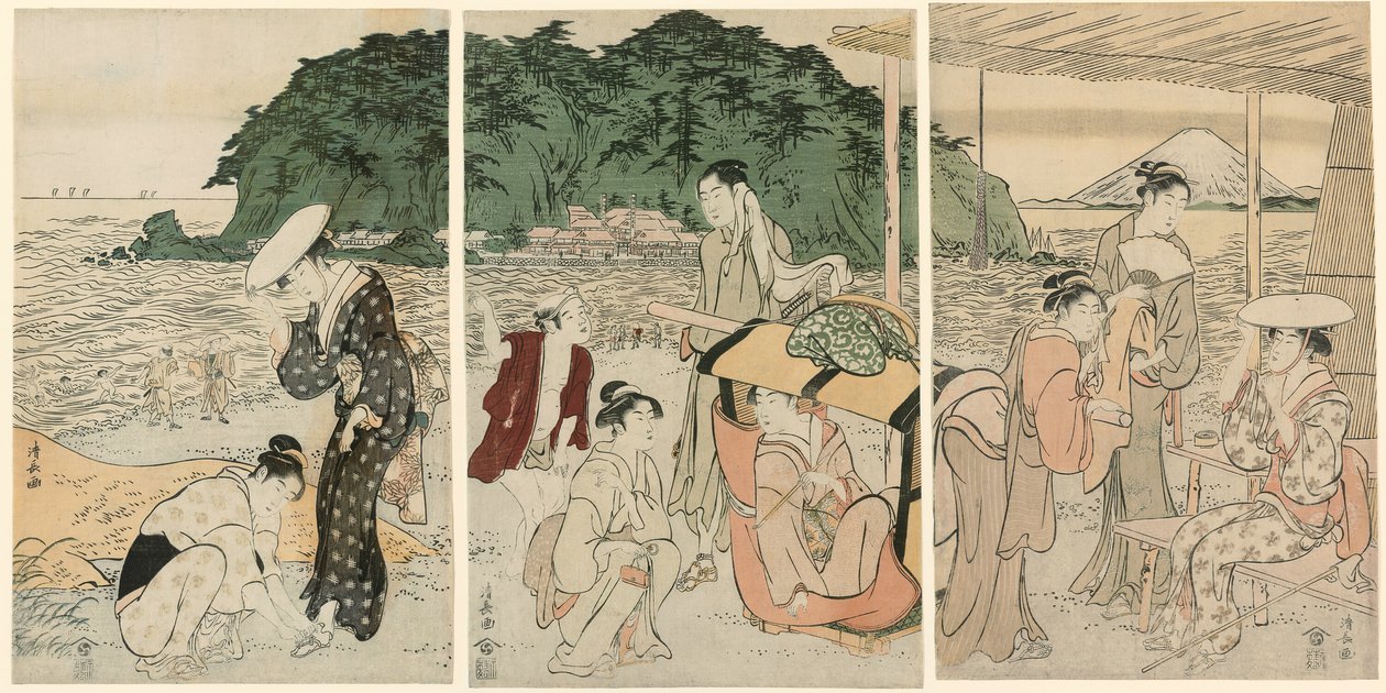 Besøgende til Enoshima af Torii Kiyonaga
