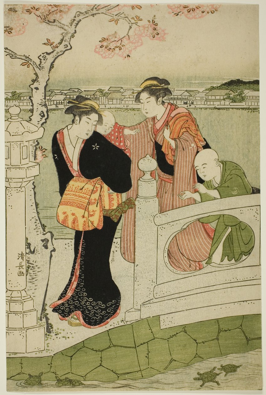 Kvinder og børn på Causeway ved Shinobazu Pond af Torii Kiyonaga