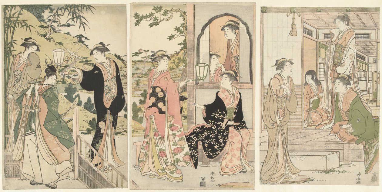 Yoshitsune serenade Joruri hime af Torii Kiyonaga