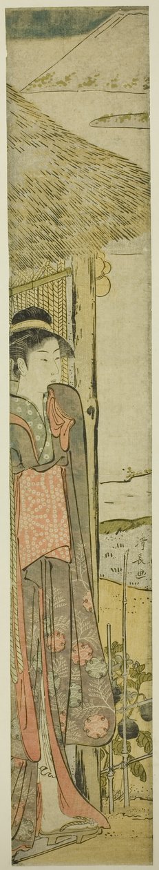 Ung kvinde med symboler på den første drøm om det nye år af Torii Kiyonaga