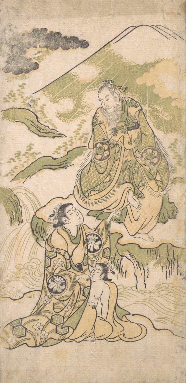 Scene fra et drama, ca. 1749. af Torii Kiyonobu I