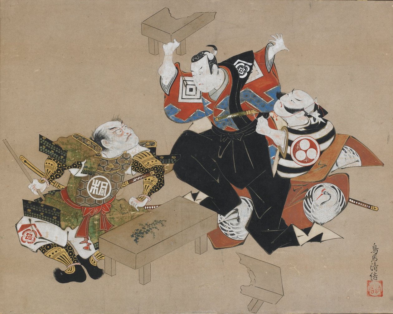 Tear c and rs Ichikawa Dan Juro Da jeg var en forfader, tænkte jeg d Ogawa Mae Kudo Suketsune, hva? 1715. af Torii Kiyonobu I