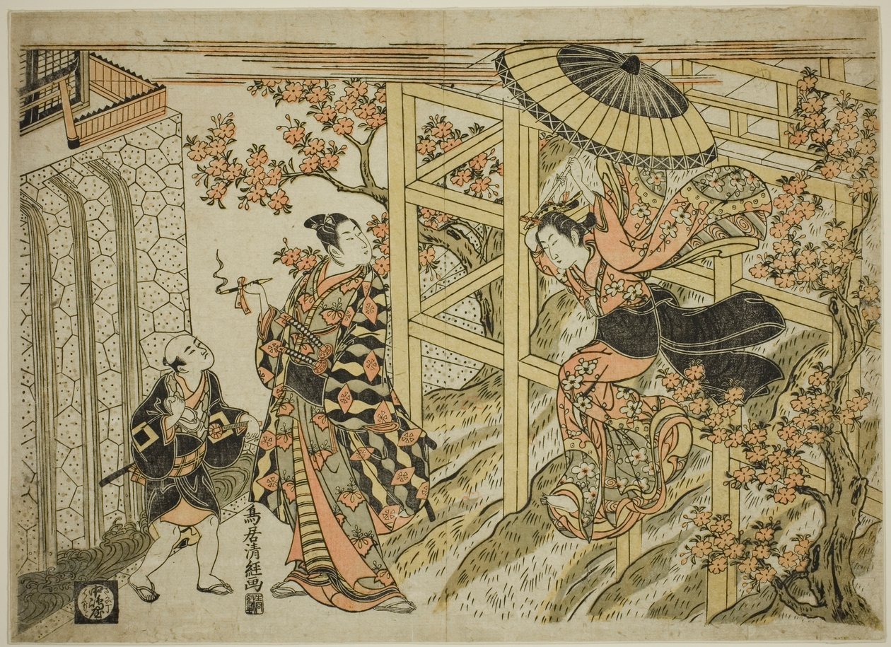 Pige springer fra Kiyomizu-templet af Torii Kiyotsune
