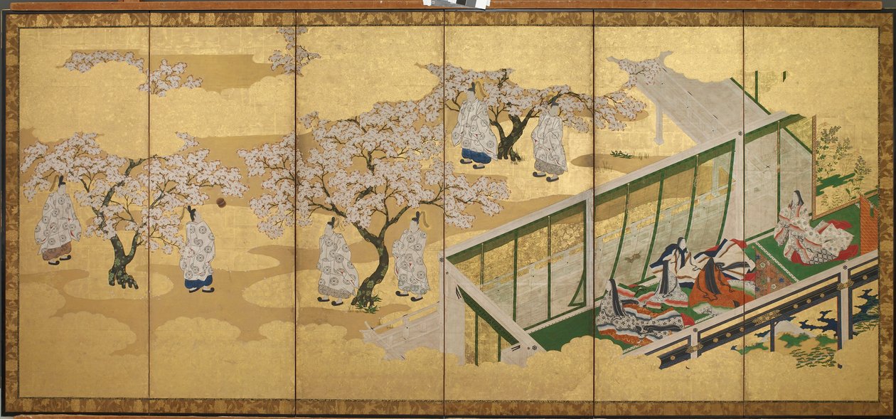 <em>Fortællingen om Genji</em>, kapitel 34; Kashiwagi får øje på den tredje prinsesse af Tosa Mitsuoki
