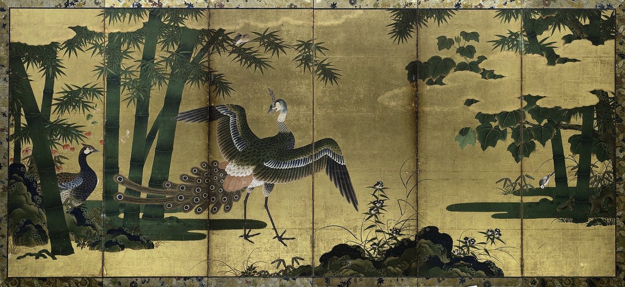 Påfugle og bambus, slutningen af 1500-tallet. af Tosa Mitsuyoshi