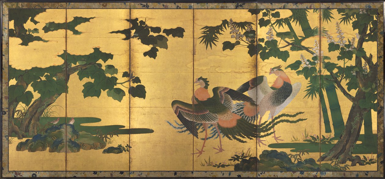 Peafowl and Phoenixes, slutningen af 1500-tallet. af Tosa Mitsuyoshi