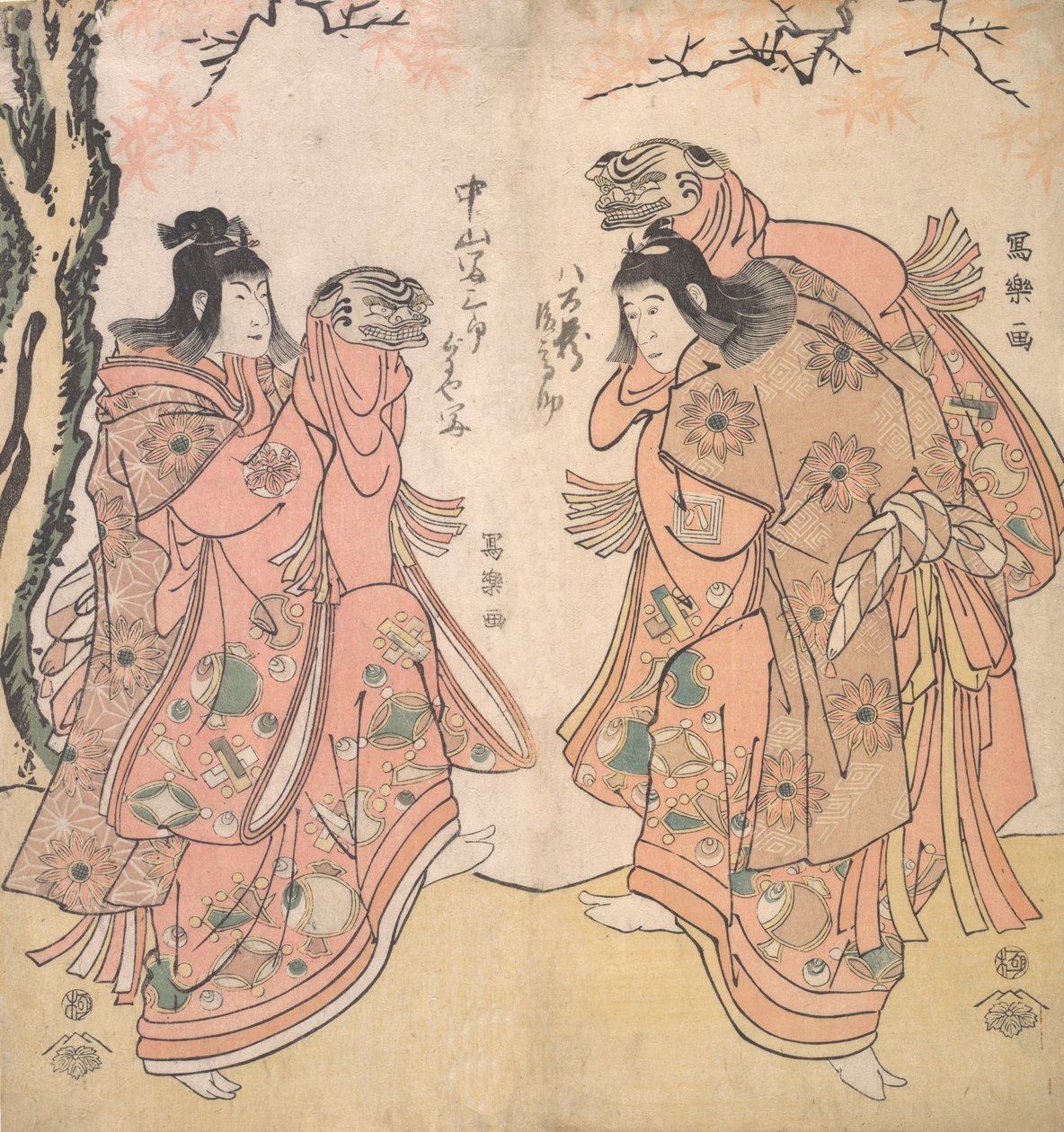 Skuespiller Ichikawa Yaozo III som kurtisans ledsager, 1794-95., 1794-95. af Toshusai Sharaku
