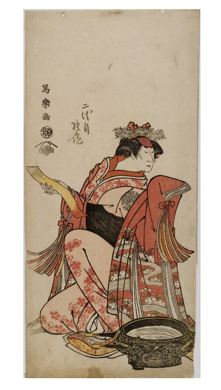 Kabuki-skuespiller Nakamura i kvinderolle (onnagata), ca. 1794-1795 (træblok på papir) af Toshusai Sharaku