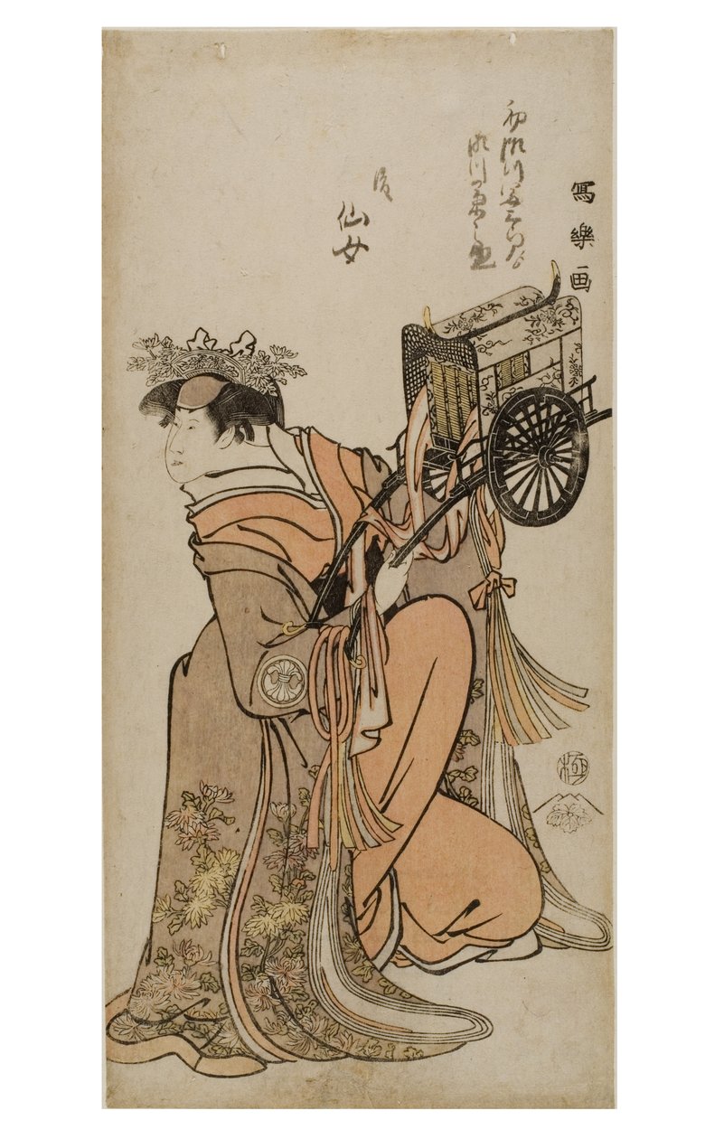 Kabuki-skuespiller Segwa Kikunojo III i kvinderolle (onnagata), ca. 1794-1795 (træblok på papir) af Toshusai Sharaku
