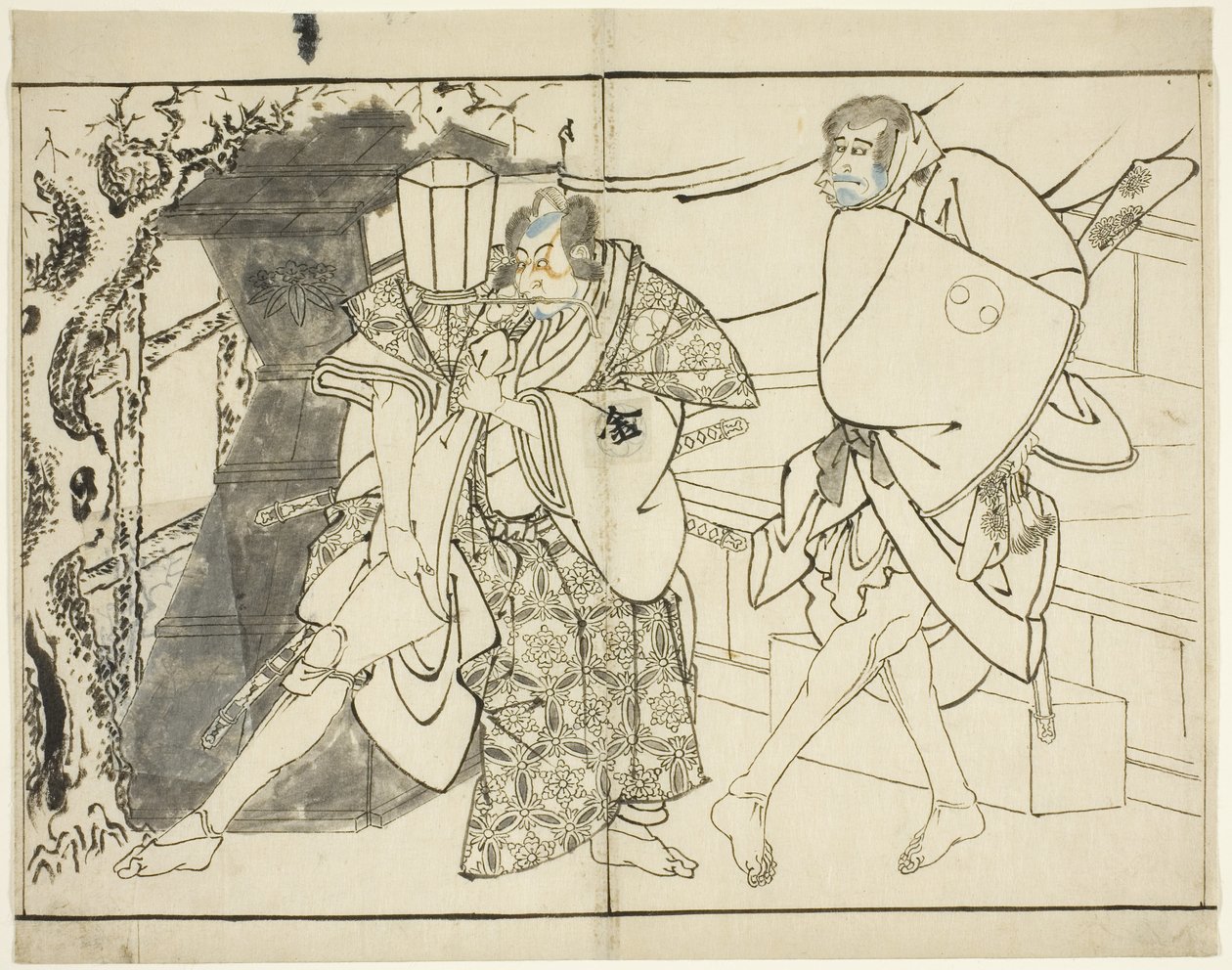 Skuespillerne Arashi Ryuzo og Morita Kanya VIII, af Toshusai Sharaku