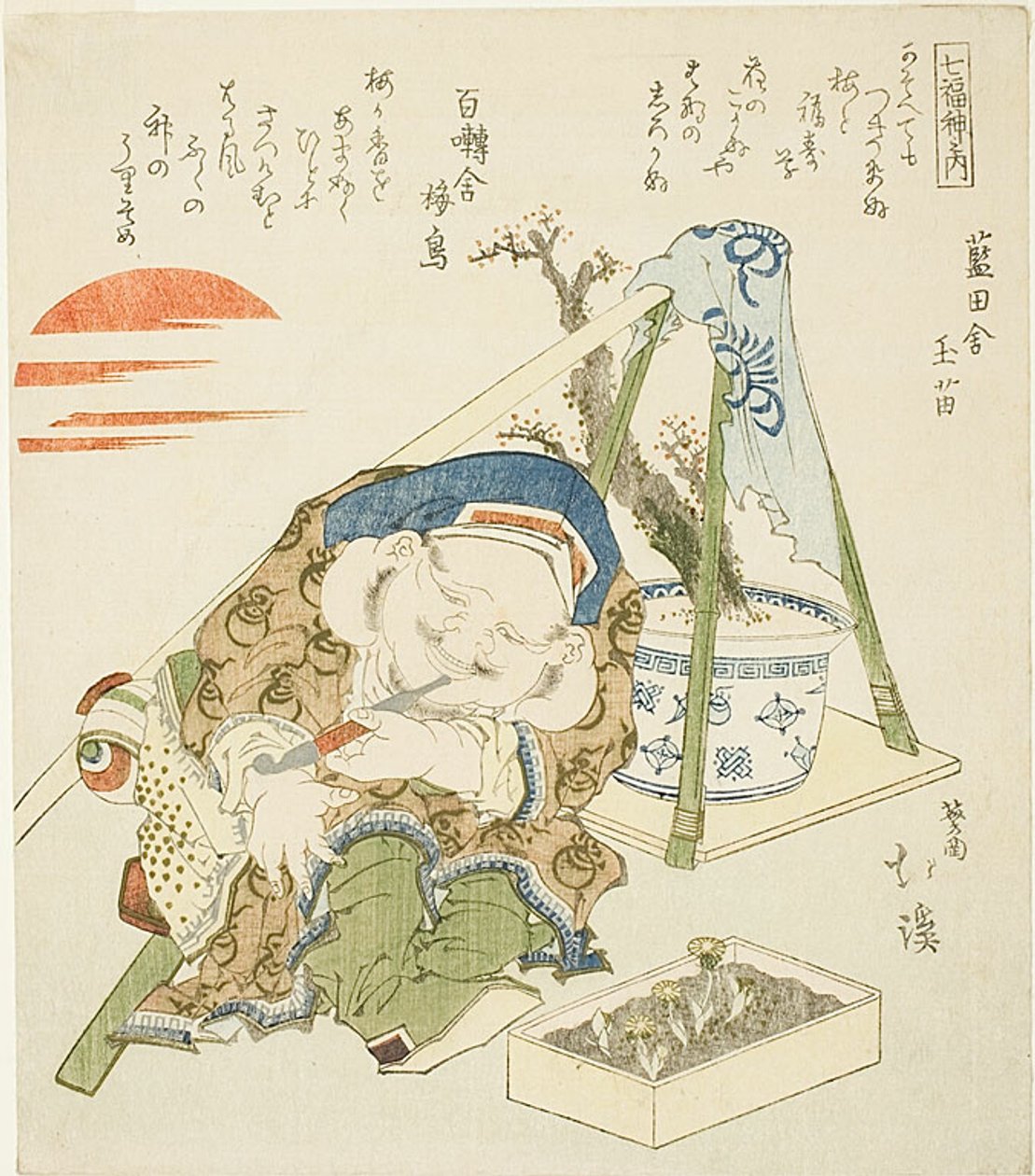 Daikoku, fra serien "Seven Gods of Luck (Shichi fuku jin no uchi)" af Totoya Hokkei