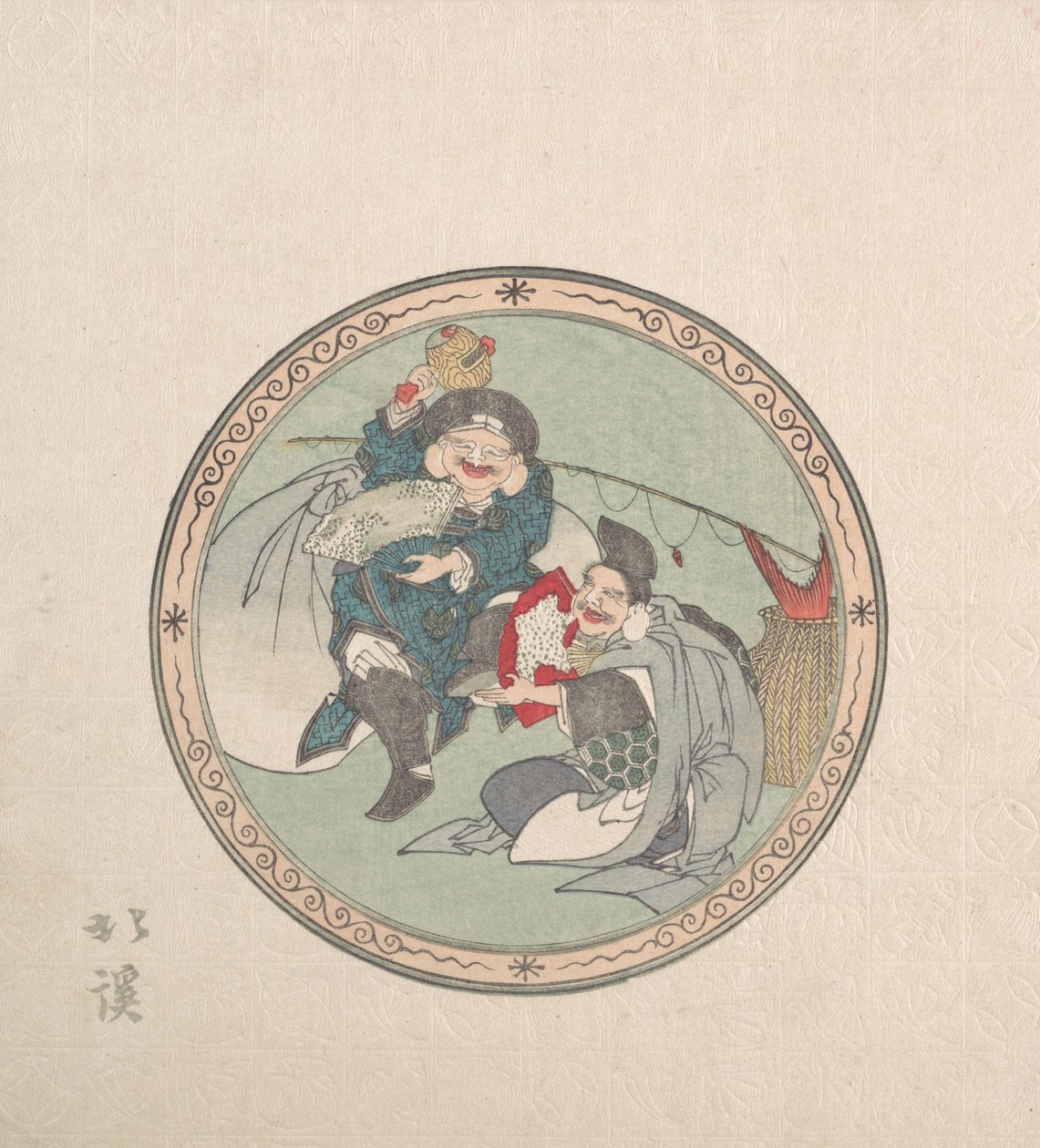 Ebisu og Daikoku, To af de syv lykkeguder, 1800-tallet. af Totoya Hokkei