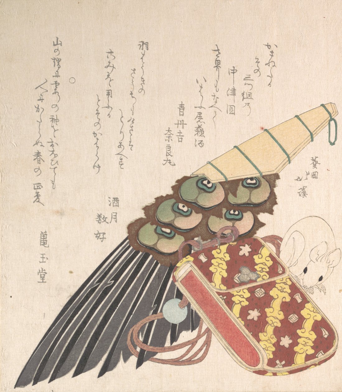 Feather-Brush og Doran en slags medicinkasse med en netsuke af en rotte, sandsynligvis..., sandsynligvis 1816. af Totoya Hokkei