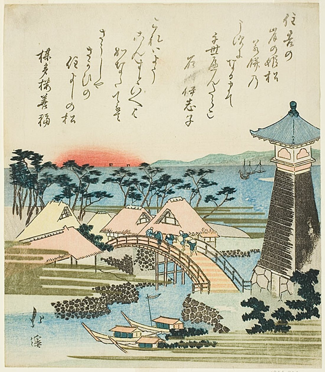 Fyrtårn ved Sumiyoshi, Osaka af Totoya Hokkei