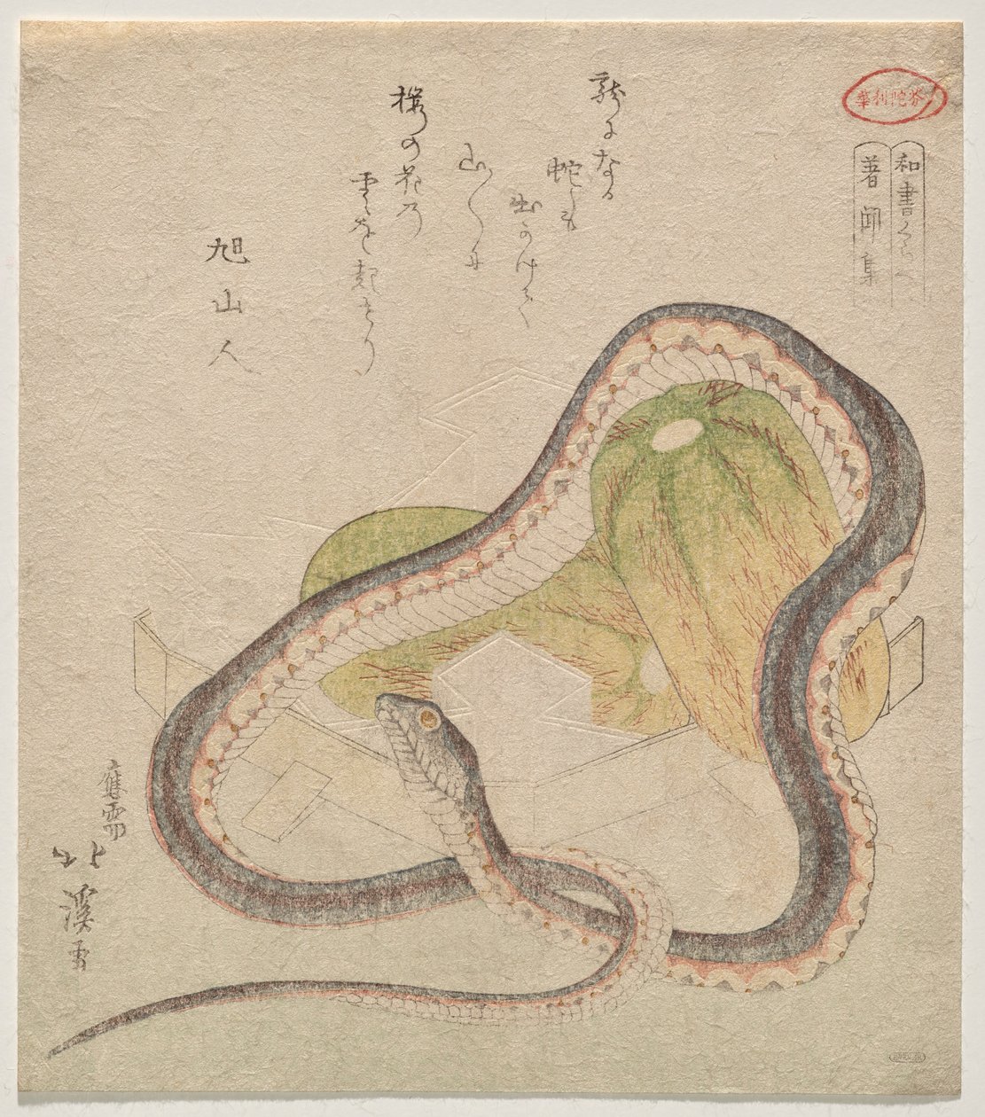 Slange sammenflettet med kalebasser (Chomonj?; Forkortelse for Kokon Chomonj?) af Totoya Hokkei