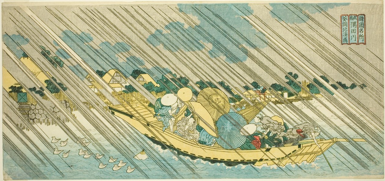 The Sumida River in Musashi Province (Musashi Sumidagawa), from the series "Famous Places in the Provinces (Shokoku meisho)" af Totoya Hokkei