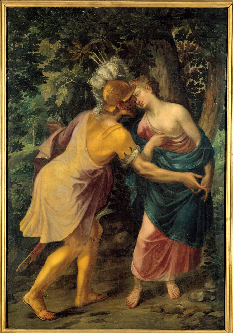 En krigers farvel til en dronning eller "Hyanthe (Hyante) mødt af Francus" eller "Tancrede og Herminie"" - Maleri af All Saints Dubreuil (1561-1602) af Toussaint Dubreuil