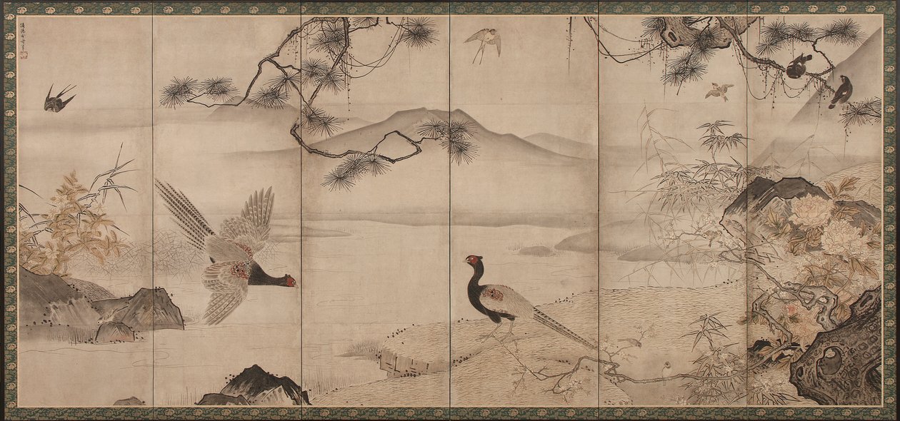 Fugle og blomster fra de fire årstider: forår og sommer, Muromachi-perioden, slutningen af det 15.-begyndelsen af det 16. århundrede (blæk og farve på papir) af Toyo Sesshu