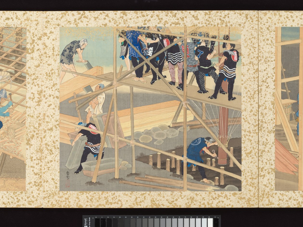 Kunsthåndværkere, skønheder og årlige begivenheder af Toyohara Kunichika