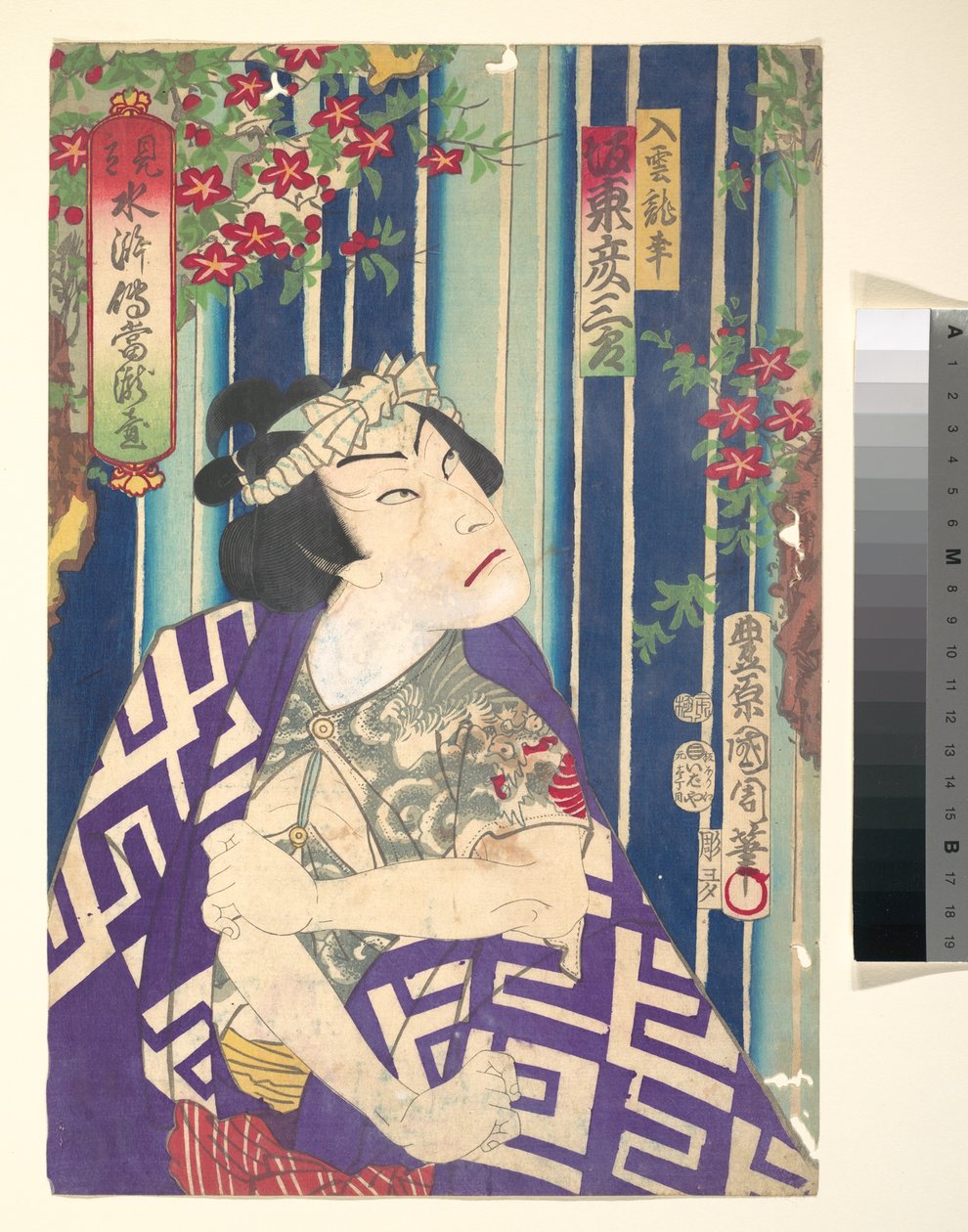 Imaginäres Porträt, Shuihuzhuan der Bühne: Tōryūdai - Schauspieler, Bandō Hikozaburō als Nyūunryū af Toyohara Kunichika