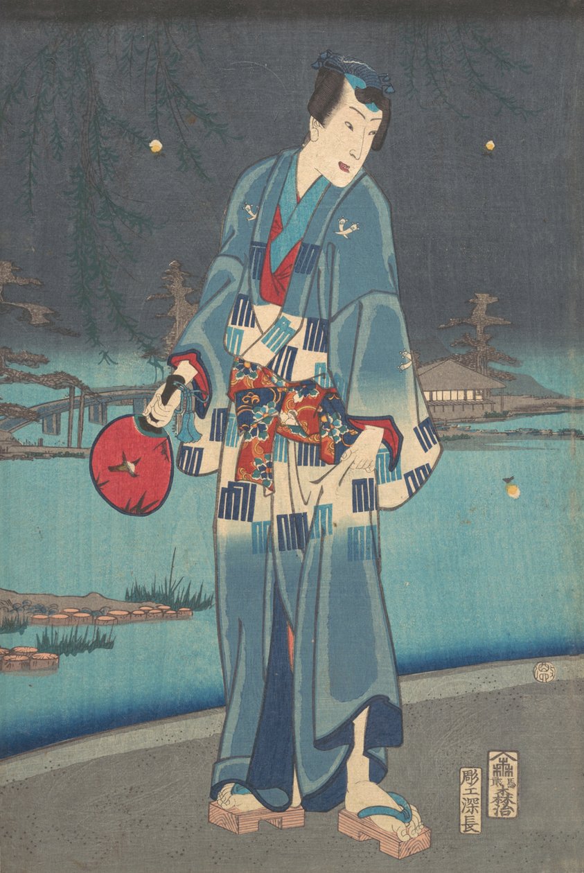 Algae de genji - filet fluevisning g dette liv genji test firefly play, 1861. af Toyohara Kunichika