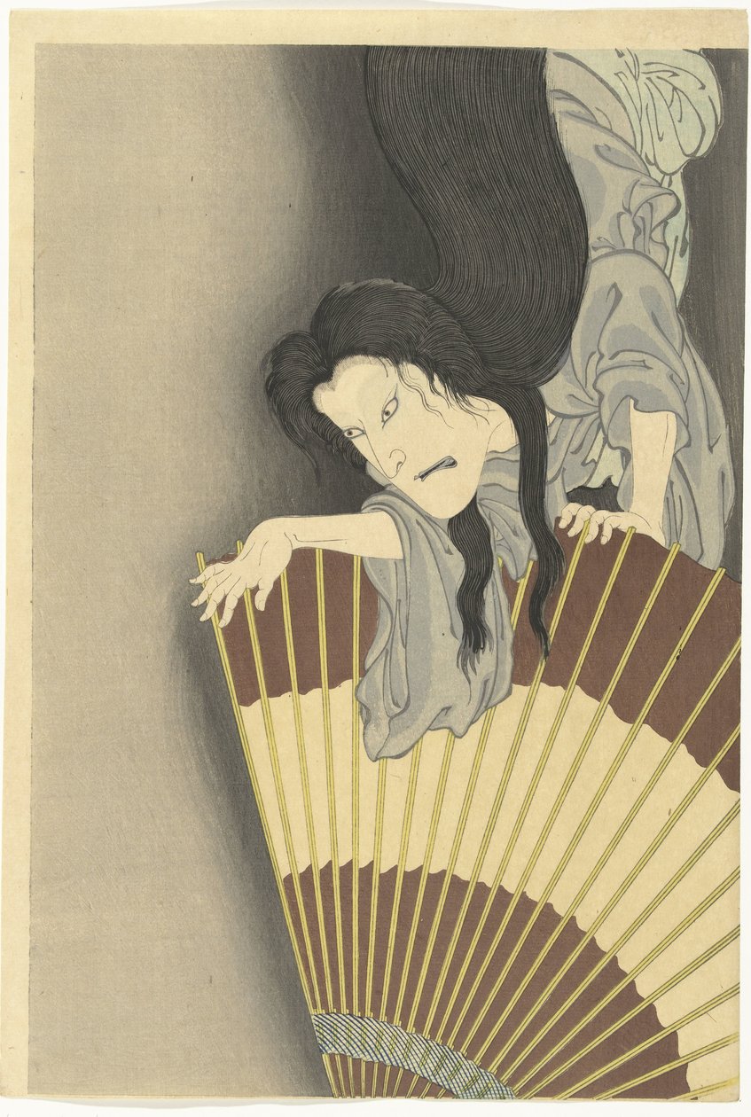 Samurai Aoyama og spøgelset Okiku af Toyohara Kunichika