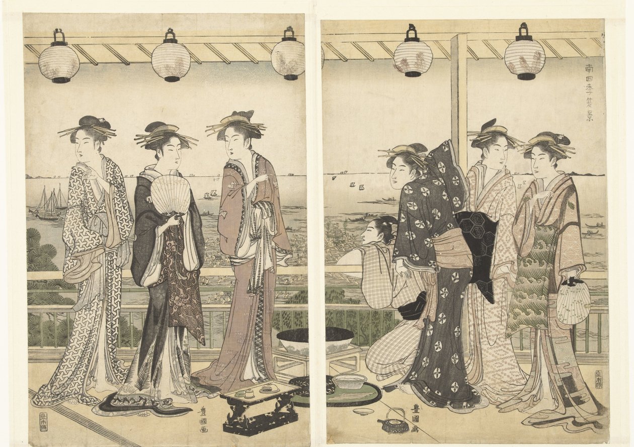 Sommerscene Natsu kei (titel på objekt) De fire årstider i syd (serietitel) Minami shiki (serietitel på objekt) af Toyokuni (II) , Utagawa