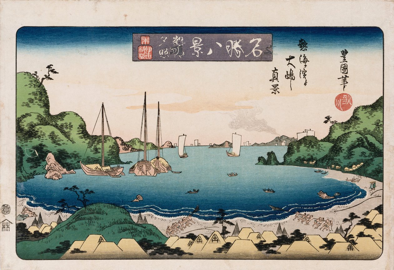 Returning Ships, Kanazawa", fra serien "Otte udsigter over berømte steder" af Toyokuni II