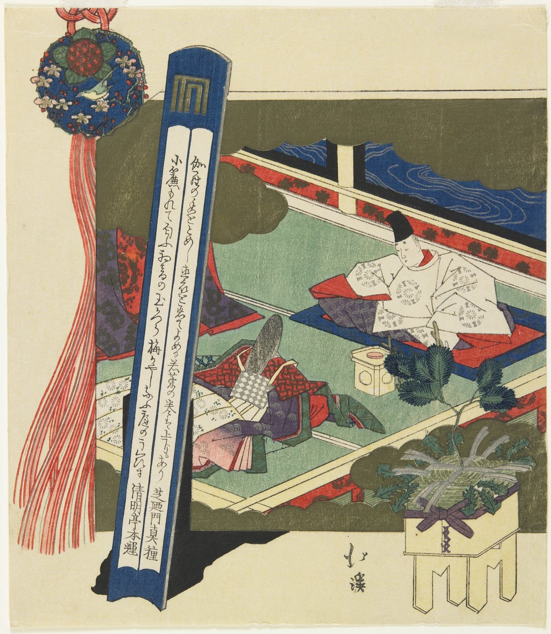 (Hoffadel og en dame i et værelse), 1799-1850 af Toyota Hokkei