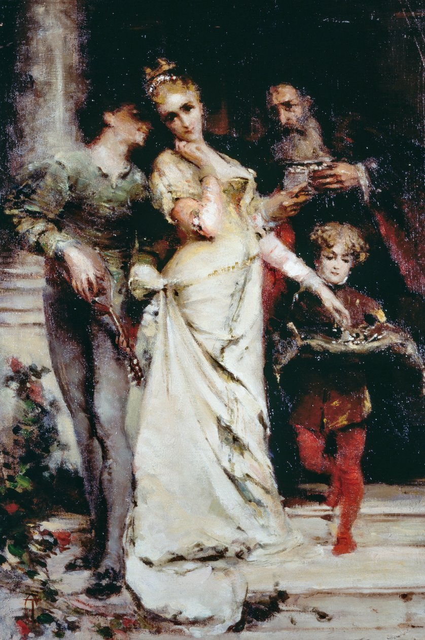 Confidences, af Tranquillo Cremona (1837-1878), olie på lærred, 61,5x41 cm af Tranquillo Cremona