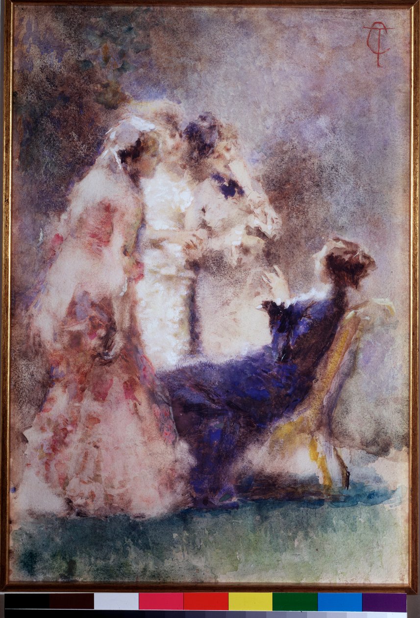 High life (High-life eller Det store liv) Unge elegante i det høje samfund i en have - Maleri af Tranquillo Cremona (1837-1878) (scapigliatura) Milano, Galleria d