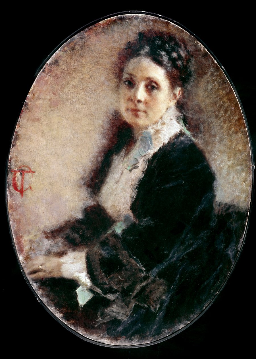 Portræt af Madame Deschamps. Maleri af Tranquillo Cremona (1837-1878) af Tranquillo Cremona