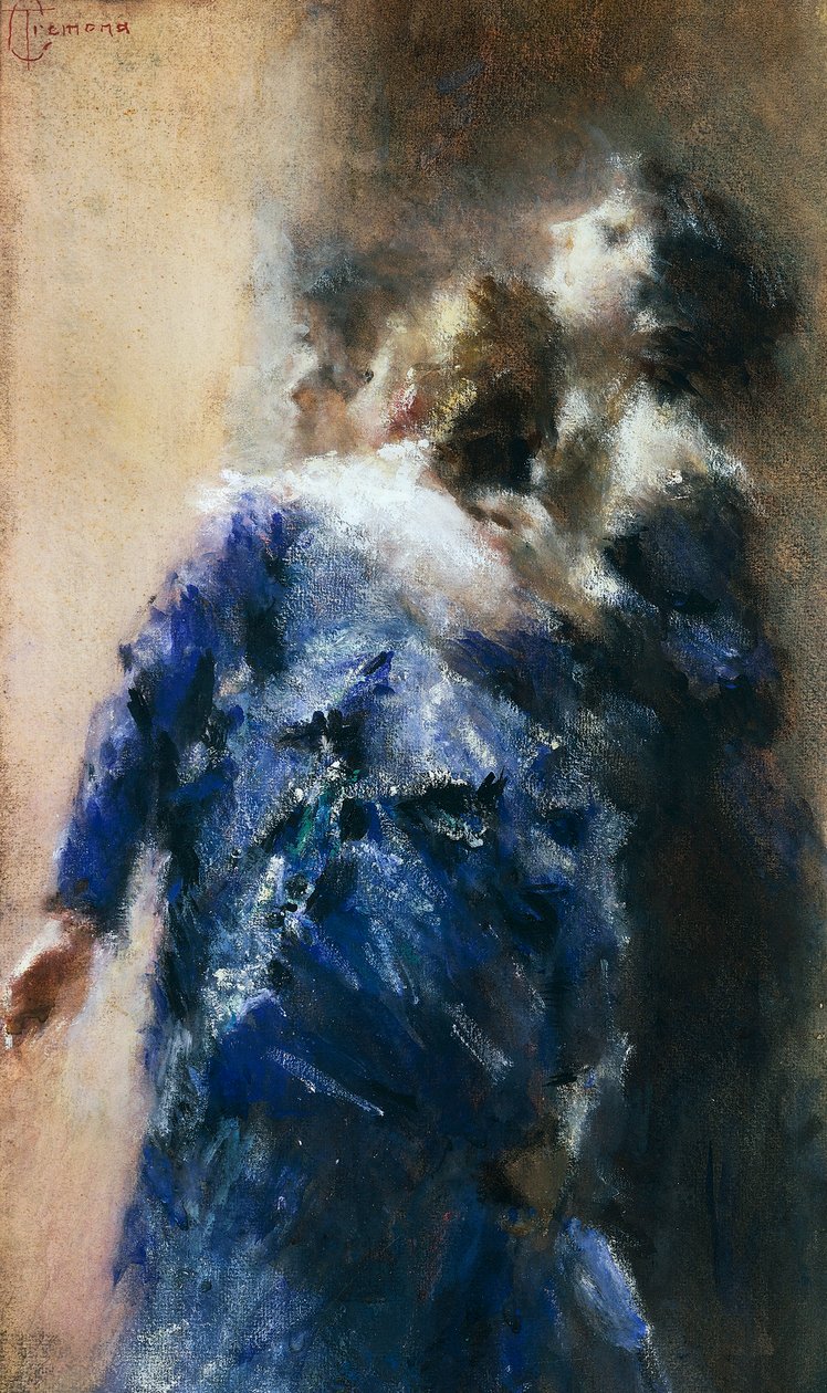 De nysgerrige damer, af Tranquillo Cremona (1837-1878), akvarel på papir, 50x32 cm. af Tranquillo Cremona
