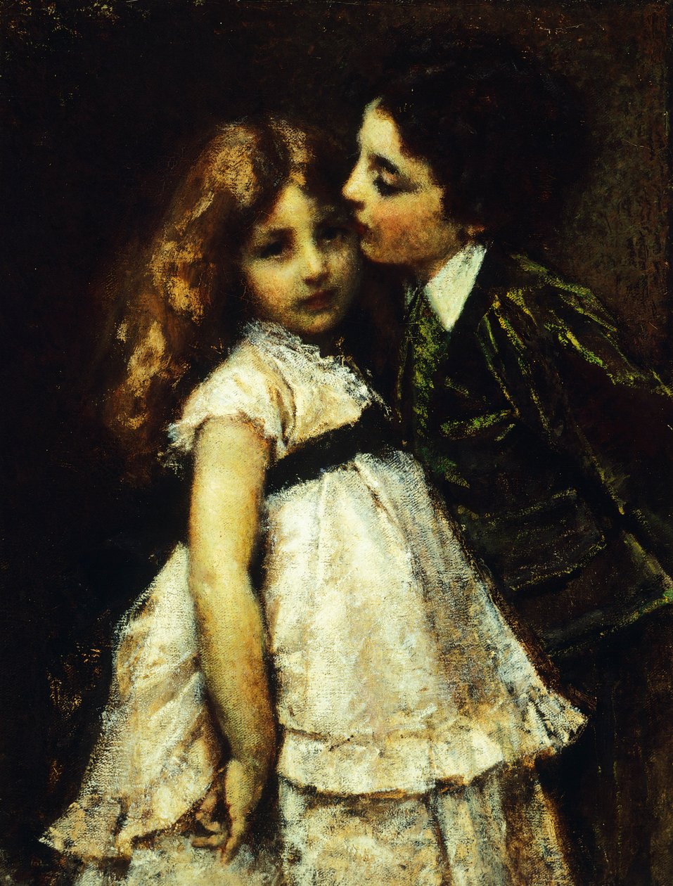 To kusiner af Tranquillo Cremona (1837-1878), olie på lærred, 86x65 cm af Tranquillo Cremona