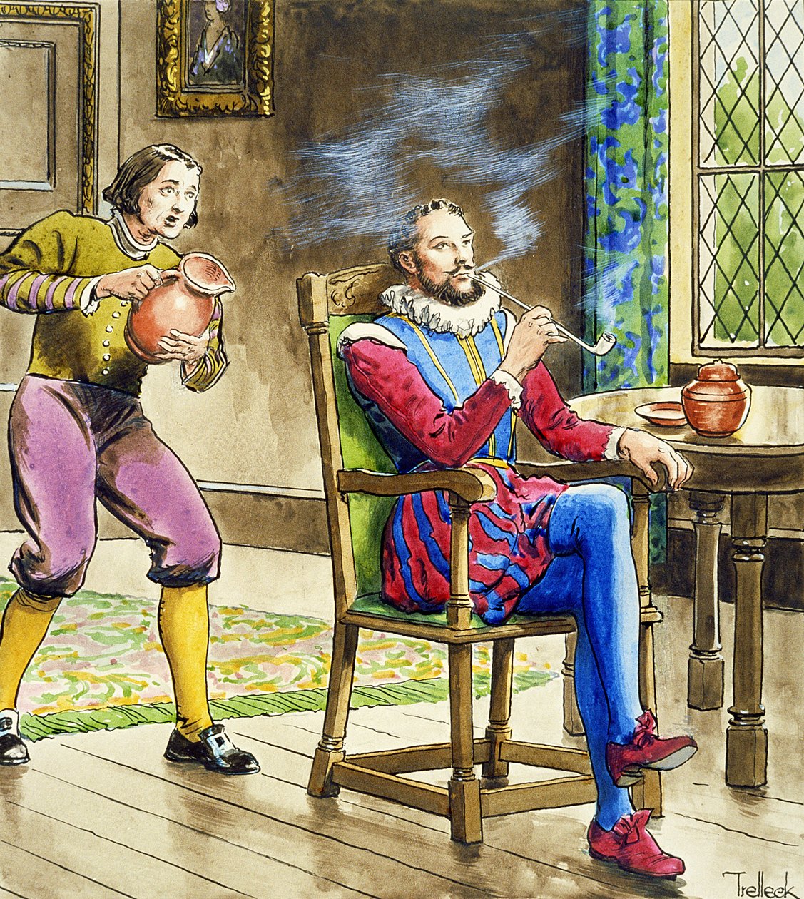 Sir Walter Raleigh (1554-1618) fra "Peeps into the Past", udgivet omkring 1900 af Trelleek