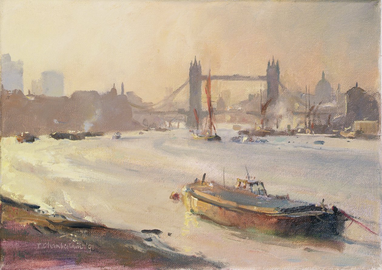 Efterår eftermiddag, Pool of London, 1991 af Trevor Chamberlain