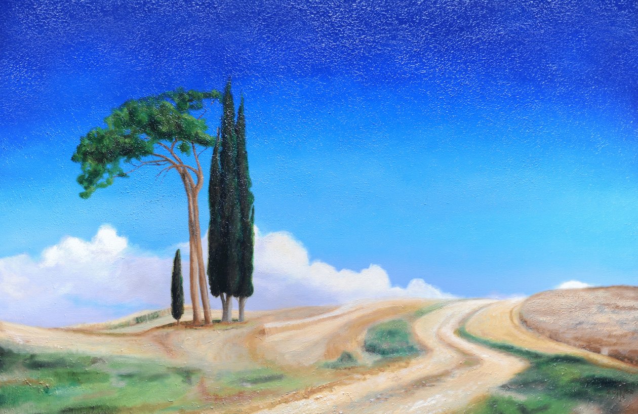4 træer, Picenza, Toscana, 2002 af Trevor Neal