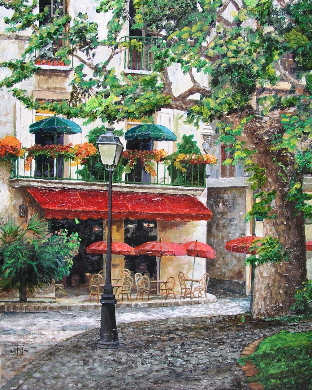 Cafe Beauclaire, Provence, 2004 af Trevor Neal