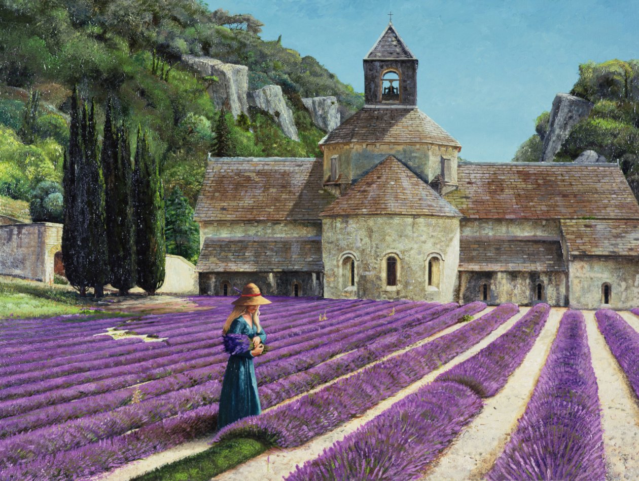 Lavendelplukker, Senanque Abbey, Provence af Trevor Neal