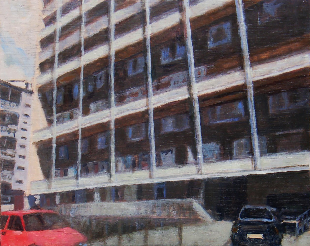 Et sted at bo 46, 2012 (olie på krydsfiner) af Trevor Burgess