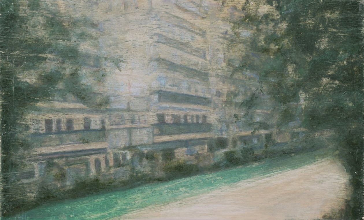 Et sted at bo 52, 2013 (olie på krydsfiner) af Trevor Burgess