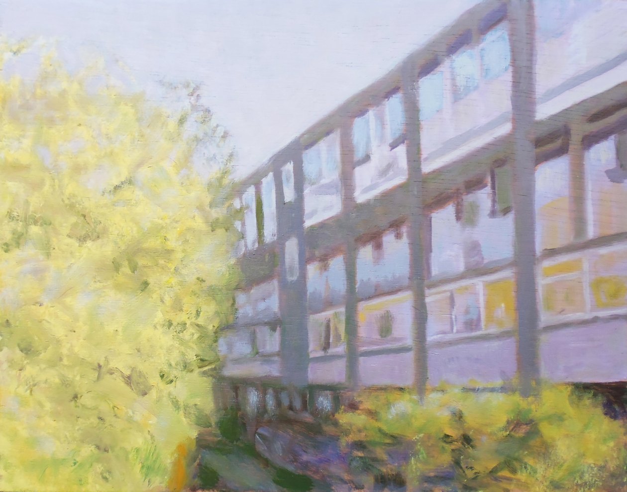 Et sted at bo 53, 2013 (olie på krydsfiner) af Trevor Burgess