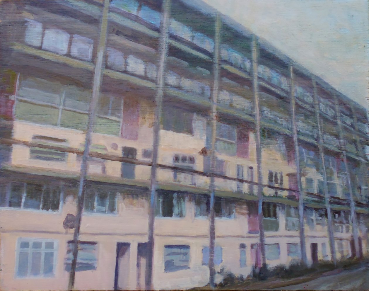 Et sted at bo 60, 2013 (olie på krydsfiner) af Trevor Burgess