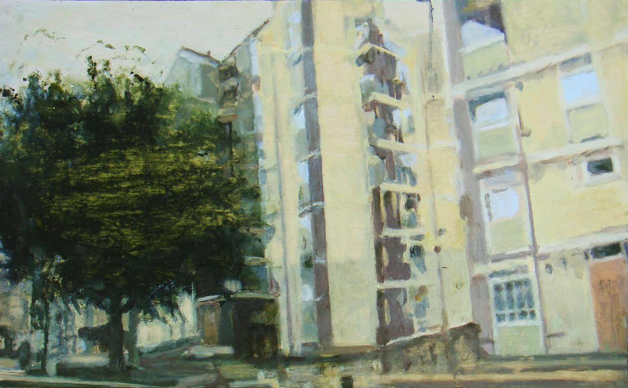 Et sted at bo 7, 2011 (olie på krydsfiner) af Trevor Burgess