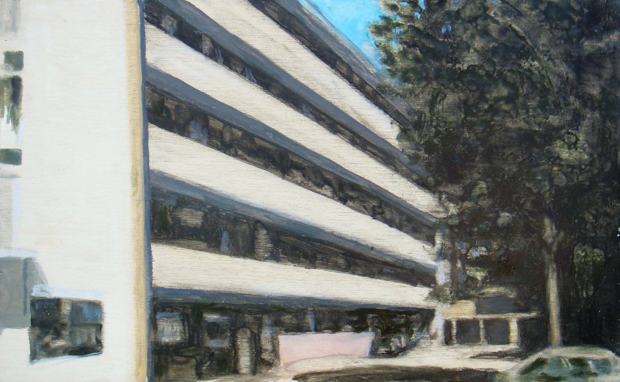 Et sted at bo 9, 2011 (olie på krydsfiner) af Trevor Burgess