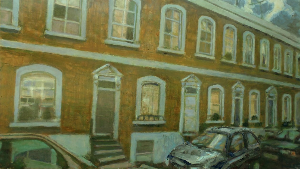 Et sted at bo L5, 2013 (olie på krydsfiner) af Trevor Burgess