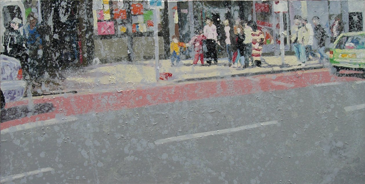 Across the road, 2003 (olie på lærred) af Trevor Burgess