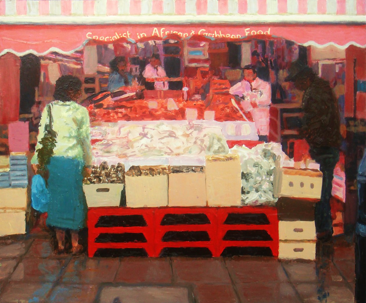 African  Caribbean Food, 2010 (olie på plade) af Trevor Burgess